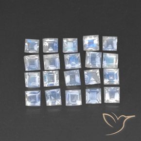 2.28 ct natürliche Bläulich-weiß Regenbogenmondstein-Edelsteine, Quadrat, Transparent