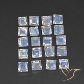 2.65 ct natürliche Bläulich-weiß Regenbogenmondstein-Edelsteine, Quadrat, Transparent