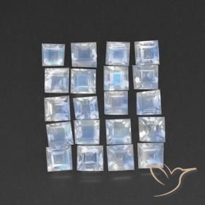 3.33 ct natürliche Bläulich-weiß Regenbogenmondstein-Edelsteine, Quadrat, Transparent