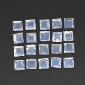 2.48 ct natürliche Bläulich-weiß Regenbogenmondstein-Edelsteine, Quadrat, Transparent