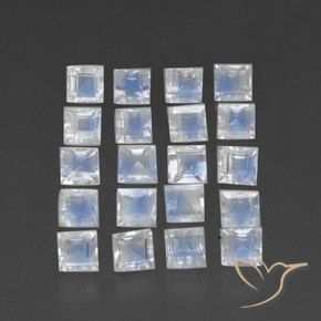 3.82 ct natürliche Bläulich-weiß Regenbogenmondstein-Edelsteine, Quadrat, Transparent