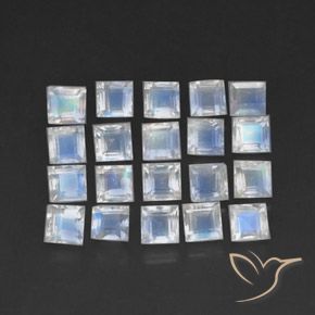 3.74 ct natürliche Bläulich-weiß Regenbogenmondstein-Edelsteine, Quadrat, Transparent