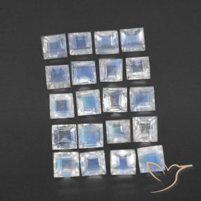 2.90 ct natürliche Bläulich-weiß Regenbogenmondstein-Edelsteine, Quadrat, Transparent
