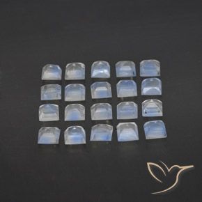 3.33 ct natürliche Bläulich-weiß Regenbogenmondstein-Edelsteine, Quadrat, Transparent