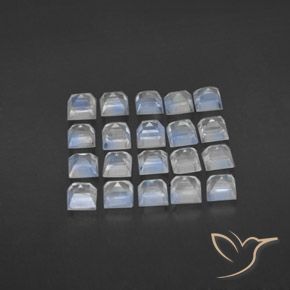 3.44 ct natürliche Bläulich-weiß Regenbogenmondstein-Edelsteine, Quadrat, Transparent