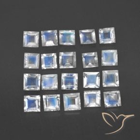 2.85 ct natürliche Bläulich-weiß Regenbogenmondstein-Edelsteine, Quadrat, Transparent