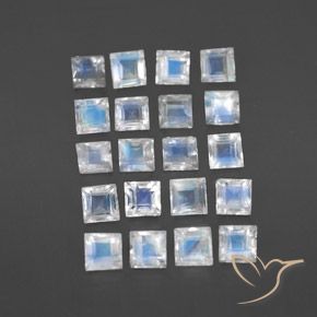 3.33 ct natürliche Bläulich-weiß Regenbogenmondstein-Edelsteine, Quadrat, Transparent