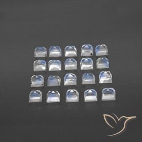 3.65 ct natürliche Bläulich-weiß Regenbogenmondstein-Edelsteine, Quadrat, Transparent
