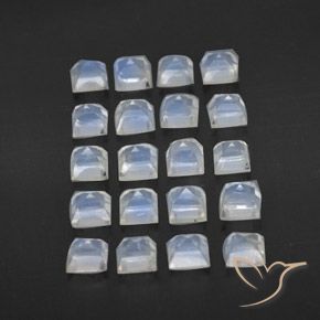 3.35 ct natürliche Bläulich-weiß Regenbogenmondstein-Edelsteine, Quadrat, Transparent