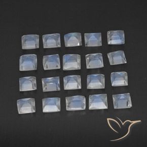 2.32 ct natürliche Bläulich-weiß Regenbogenmondstein-Edelsteine, Quadrat, Transparent