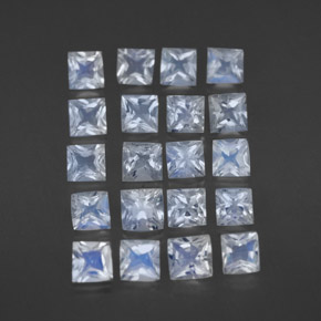 2,51 ct natürliche weißer Regenbogen-Mondstein-Edelsteine, Quadrat, Transparent