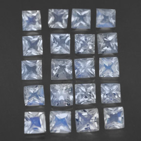 2,51 ct natürliche weißer Regenbogen-Mondstein-Edelsteine, Quadrat, Transparent