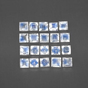 2,89 ct natürliche blauer Regenbogen-Mondstein-Edelsteine, Quadrat, Transparent