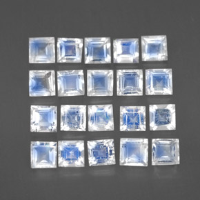 2,89 ct natürliche blauer Regenbogen-Mondstein-Edelsteine, Quadrat, Transparent
