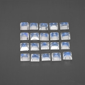 2,89 ct natürliche blauer Regenbogen-Mondstein-Edelsteine, Quadrat, Transparent