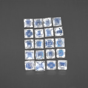 2,66 ct natürliche weißer Regenbogen-Mondstein-Edelsteine, Quadrat, Transparent