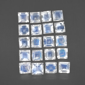 2,66 ct natürliche weißer Regenbogen-Mondstein-Edelsteine, Quadrat, Transparent