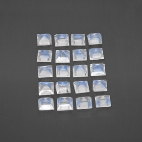 2,66 ct natürliche weißer Regenbogen-Mondstein-Edelsteine, Quadrat, Transparent