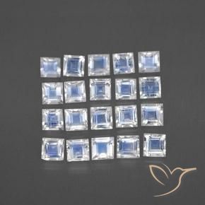 2,22 ct natürliche weißer Regenbogen-Mondstein-Edelsteine, Quadrat, Transparent
