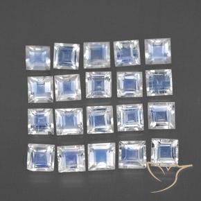 2,22 ct natürliche weißer Regenbogen-Mondstein-Edelsteine, Quadrat, Transparent