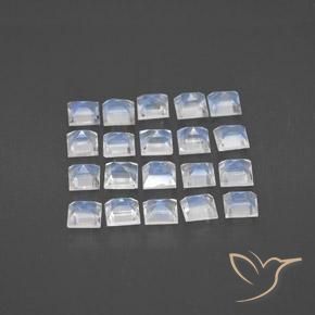 2,22 ct natürliche weißer Regenbogen-Mondstein-Edelsteine, Quadrat, Transparent