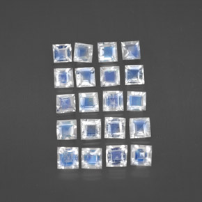  ct natürliche weißer Regenbogen-Mondstein-Edelsteine, Quadrat, Transparent