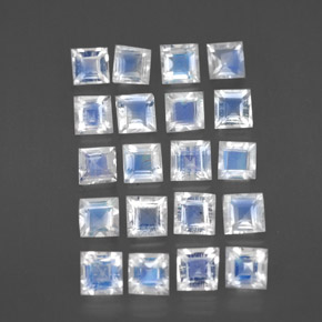  ct natürliche weißer Regenbogen-Mondstein-Edelsteine, Quadrat, Transparent