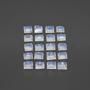  ct natürliche weißer Regenbogen-Mondstein-Edelsteine, Quadrat, Transparent