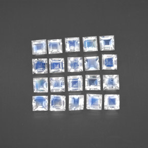  ct natürliche weißer Regenbogen-Mondstein-Edelsteine, Quadrat, Transparent