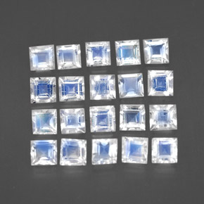  ct natürliche weißer Regenbogen-Mondstein-Edelsteine, Quadrat, Transparent