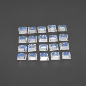  ct natürliche weißer Regenbogen-Mondstein-Edelsteine, Quadrat, Transparent