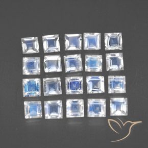 2.63 ct natürliche Bläulich-weiß Regenbogenmondstein-Edelsteine, Quadrat, Transparent