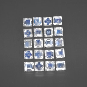  ct natürliche weißer Regenbogen-Mondstein-Edelsteine, Quadrat, Transparent