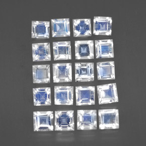  ct natürliche weißer Regenbogen-Mondstein-Edelsteine, Quadrat, Transparent
