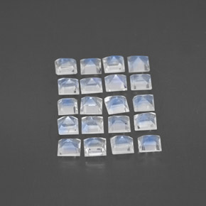  ct natürliche weißer Regenbogen-Mondstein-Edelsteine, Quadrat, Transparent