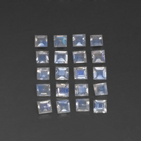 2,13 ct natürliche weißer Regenbogen-Mondstein-Edelsteine, Quadrat, Transparent