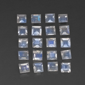 2,13 ct natürliche weißer Regenbogen-Mondstein-Edelsteine, Quadrat, Transparent