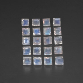 3,89 ct natürliche weißer Regenbogen-Mondstein-Edelsteine, Quadrat, Transparent