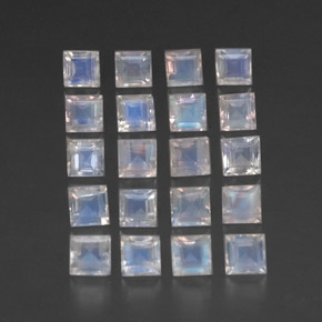 3,89 ct natürliche weißer Regenbogen-Mondstein-Edelsteine, Quadrat, Transparent