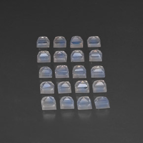 3,89 ct natürliche weißer Regenbogen-Mondstein-Edelsteine, Quadrat, Transparent