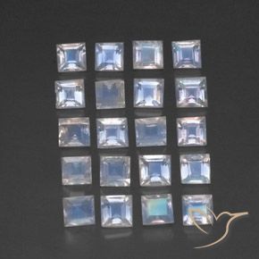 3.10 ct natürliche Bläulich-weiß Regenbogenmondstein-Edelsteine, Quadrat, Transparent