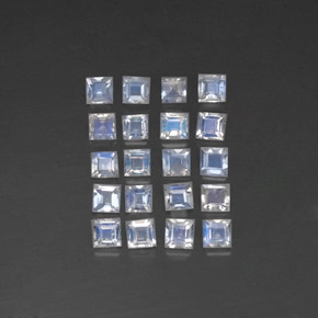 2,11 ct natürliche weißer Regenbogen-Mondstein-Edelsteine, Quadrat, Transparent