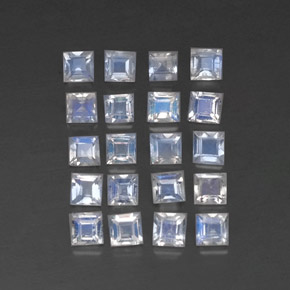 2,11 ct natürliche weißer Regenbogen-Mondstein-Edelsteine, Quadrat, Transparent