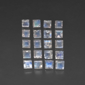 3,80 ct natürliche weißer Regenbogen-Mondstein-Edelsteine, Quadrat, Transparent