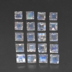 3,80 ct natürliche weißer Regenbogen-Mondstein-Edelsteine, Quadrat, Transparent