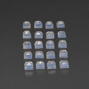 3,80 ct natürliche weißer Regenbogen-Mondstein-Edelsteine, Quadrat, Transparent
