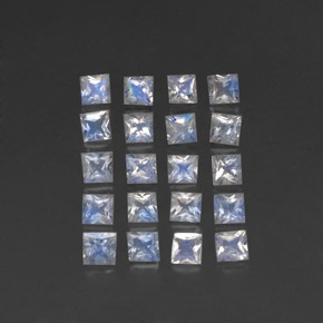  ct natürliche weißer Regenbogen-Mondstein-Edelsteine, Quadrat, Transparent