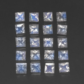  ct natürliche weißer Regenbogen-Mondstein-Edelsteine, Quadrat, Transparent