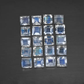 2,03 ct natürliche weißer Regenbogen-Mondstein-Edelsteine, Quadrat, Transparent