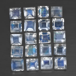 2,03 ct natürliche weißer Regenbogen-Mondstein-Edelsteine, Quadrat, Transparent